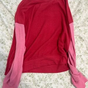 Z Supply Two-Tone Red and Pink Knit Top